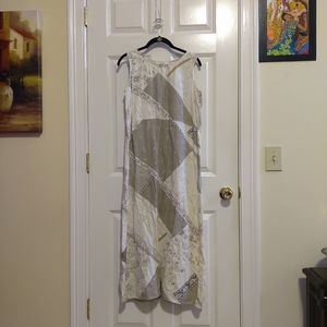 Outfit Petites Women's  Khaki Quilted Print Linen Maxi Dress Size M